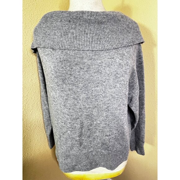 Paige Free People Womens Gray Wool Izabella Cowl Neck Off Shoulder Sweater Top M - Picture 12 of 16
